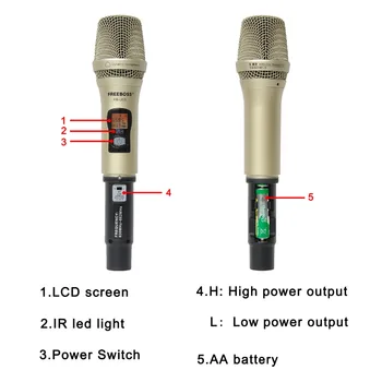 FREEBOSS FB-U03-2M 1 Način 100-kanalni Metalni Ručni Odašiljač Bežični Mikrofon Kamera Mikrofon College Karaoke Mikrofon