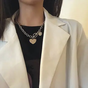 Ženska moda Džemper Lanca 2021 Pismo Privjesak u obliku Srca Hip-Hop ključne kosti Ogrlicu trend Ličnosti Gotički Nakit Ogrlice