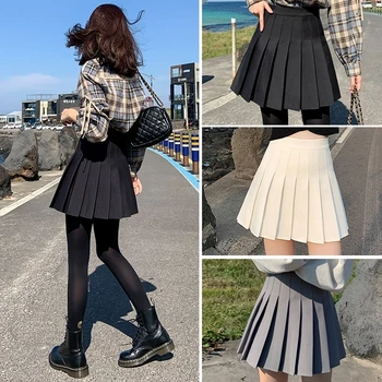 Ženska плиссированная suknja Mini-suknje, Ženske 2021 Proljeće Ljeto Korejski moda Suknje s visokim strukom Kawai Roza Crne i bijele suknje u kavez