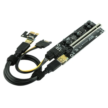 6pcs Ubit V009S-PLUS PCI Express Riser Card od 1X do 16X Produžni kabel 0,6 m Kabel adapter USB3.0 6pin Sata Hrana Za Майнинга Ethereum