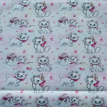 Disney Marie Mačka Klupko pređe Mali cvijeće Pink Pamučna tkanina za odjeću za djevojčice Hometextile Navlake za jastuke Rukotvorina DIY
