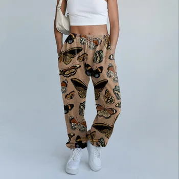 Ženske sportske hlače Široke s visokim strukom Vintage grafička moda s po cijeloj površini Sportske hlače za trčanje 90-ih Ulica odijevanje