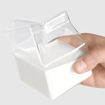 Stakleni Vrč Za Mlijeko Čaša Bubalo Kartona Kontejner Za Vrhnja Mikrovalna Pećnica Transparentno Kreativni Mini-Vrč vrhnja Staklena šalica za mlijeko
