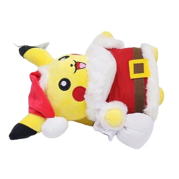 Pokemon 25 cm, Pikachu Božić Stil Djeda Mraza Slatka Crtani Plišani Lutka Anime Lik Blage Model Lutke, Igračke za Djecu Božićne darove