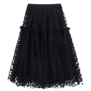 2021 Funky Nova jesensko-zimska suknja od tila sa сердечком Za žene mrežaste elastične suknje s visokim strukom duga плиссированная suknja-bala, ženska suknja Jupe Longue