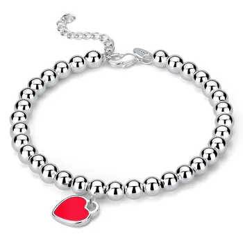 Nove popularne marke perle od 925 sterling srebra lanac boje srce privjesak Narukvice za žene večernje vjenčanje dekoracije za Božićne darove