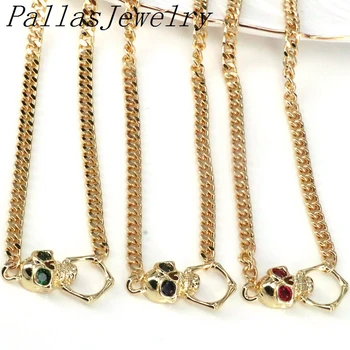 5pcs Trendi ženski nakit,cz mikro otvoriti lubanju zlatno ogrlica sa šarmom,cool vintage kubanski ogrlica-lanac