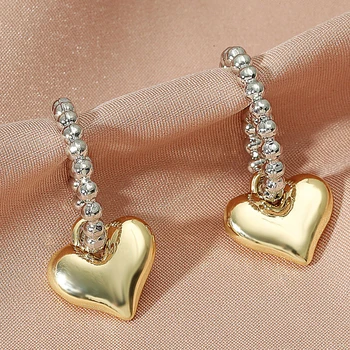 AENSOA Modni 2021 Male naušnice u obliku srca za žene Zlato, srebro, Boja srca, Viseće naušnice, Ženski nakit