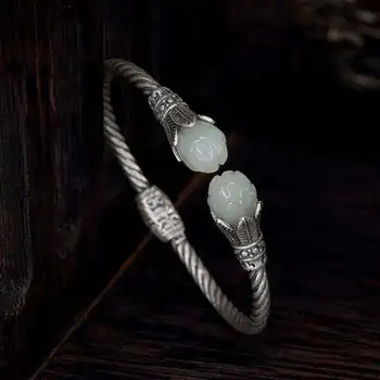 Novi originalni dizajn prirodni žad Хетиан navijanje zanatske narukvica u kineskom stilu retro šarm ženske marke srebrni nakit