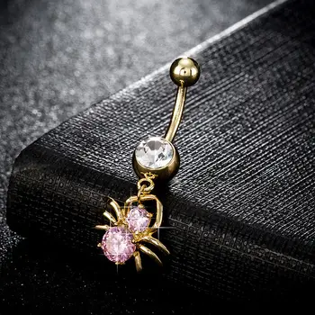 2019 Šarene Slatka Kristal privjesak u obliku pauka Ženski prsten za pupak Piercing od kvalitetnog kirurškog čelika Ženski nakit za piercing