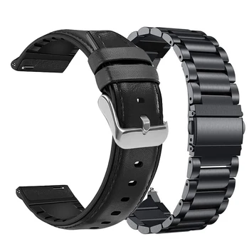 2 kom. Metalni remen+remen od prave kože za Samsung Galaxy watch 3 45 mm 41 mm/Aktivni 2 46 mm/42 mm Gear S3 Frontier 20 22 mm narukvica