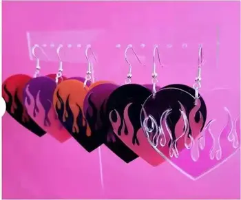 Berba Gotički Naušnice Harajuku Y2K s plamenom za žene Персиковое srce Akril Šarene Jedinstvene Punk-naušnice Modni nakit Estetski