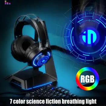 7.1 Zvučna Kartica RGB Gaming Slušalice s Glave 3 u 1, 3D Stereo 50 mm, žičane headset Slušalice Hi-Fi S Rotirajućim Mikrofonom Za Desktop PC