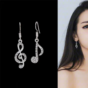 Novi Identitet Geometrijski Glazbeni Simbol Snova Asimetrične Minđuše Glazbene Note Uho Kuka Crystal Srebrne Naušnice Za žene