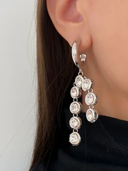 Kshmir 2021 Pretjerano metalni C-prsten starija Ženska moda Naušnice s resama od циркона, Naušnice za slavne osobe, Poklon nakit