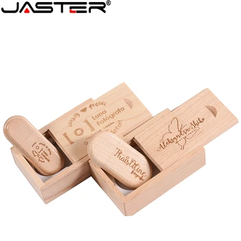 JASTER Nova drvena kutija USB Flash drive Promocija Poglavica Besplatan custom logo Кленовая kartica Vjenčani dar, 128 GB i 64 GB, 32 GB, 16 GB