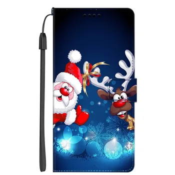 Božićni kožna torbica za Samsung Galaxy A52 A52s A32 A72 A11 M11 A30s A70 A50 Sjedalo za telefone Torbica Božićni Poklon Magnet Kožna torbica