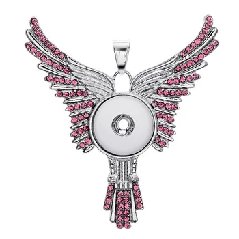 Moda Gorski kristal Križ krila privjesak ugriz ogrlica 60 cm privjesak pogodan 18 mm gumb ugriz Modni nakit DIY pribor XL0084
