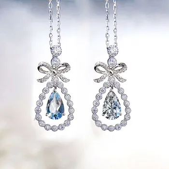 Ogrlice Huitan za žene 2021 Romantični luk kapi vode Kubni Cirkonij Dizajn Luksuzno Vjenčanje svadba ogrlica Modni nakit