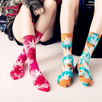 Modni sretne čarape Za muškarce, odbojnicima u boji javorov list, duge Харадзюку, košarkaški skateboard, hip-hop, Meias, zabavne ženske čarape za par