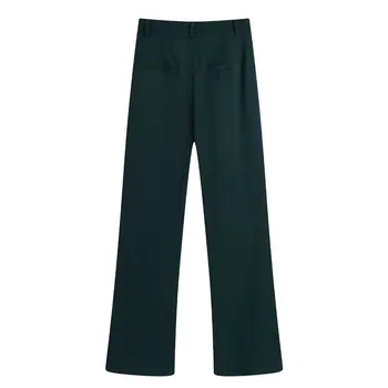 Za 2021 Spaljene hlače Ženske Zelene Ženske hlače s visokim strukom Jesen izravne office hlače Ženske Berba ženske hlače Odijela Y2K