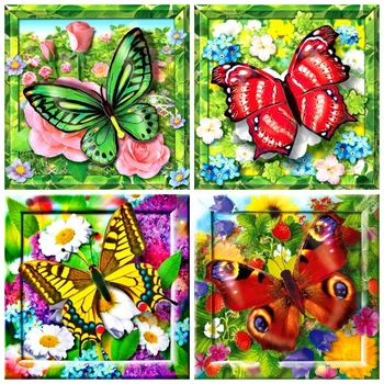 MTEN 5D DIY Diamond Slikarstvo Životinje, Cvijeće, Leptiri su Puni Trg/Okrugli Bušenje Diamond Mozaik Dekor Za vaš Dom Zidne Umjetnosti Poklon