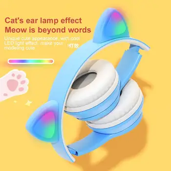 Prozračne Lagane Slušalice sa mačka neko Uši Stereo Sklopivi Геймерская Slušalice Sa Mikrofonom, kompatibilnim s Bluetooth V5.0 Pink Crna Zelena Plava