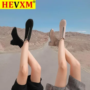 HEVXM 2020 Jesen rana zimska obuća Ženske cipele Trendy ženske cipele na visoke potpetice Ženske čizme na trgu petu 5 cm