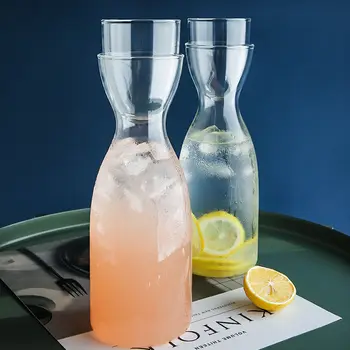 Jednostavna Šalica Kućnog Soka Toplinu Vrč za hladno piće Nordic Prozirna Staklena Boca za vodu s cvjetnog šalicu Skup kreativnih