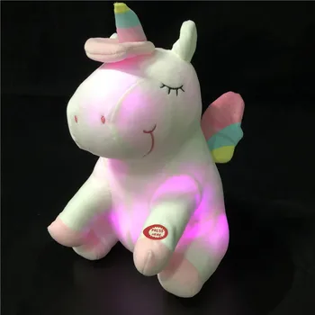 QWOK Jednorog LED Medo Svjetlo Igračke Plišane igračke plišani Ljubimci Mekana Lutka Umirujuće Spavaća jastuk rođendanski Poklon Jednoroga