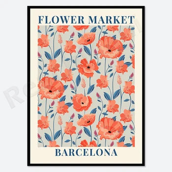 Cvjetna tržnica Barcelone Šarene Ботаническая Art print | Proljeće Cvjetni Print, Proljeće Cvijet Art Print, Divljeg Cvijeća