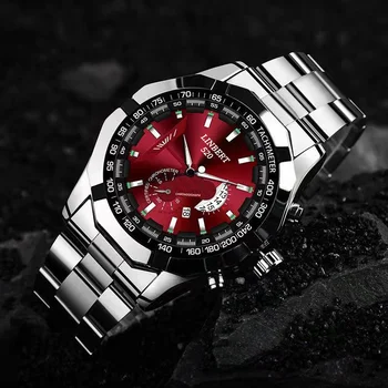 LINBERT 2021 Luksuzne muške satove Klasične Sjajni Sat s remenom Od Nehrđajućeg Čelika Kronograf Vodootporan Relogio Masculino