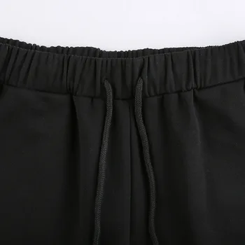 Gotički crne Sportske hlače za žene sa štrasom Križ Sportske hlače Y2k Grunge Trkači Široke Hlače Ulica Odjeća Halloween Moda M0807