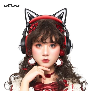Originalni Cijeli novi YOWU mačka uši crvena crna Bežična Bluetooth slušalica led luminiscencije Stripove gaming slušalice za djevojke