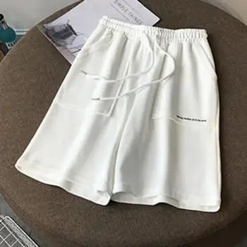 Kratke hlače ženske s visokim strukom Однотонный čipke u Ljetnim široke džepove za noge Kratke hlače za sportske ženske odjeće 2021 Crna xxl