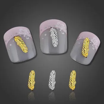 Novi šarm 500 komada /paket suspenzije za nokte od perja zlatne ili srebrne boje/ Metalni nakit za nokte 3D ukrasi za nokte Gold i silver milina za nokte