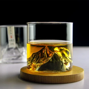 Čaše za viski 3D Planine Donji Stakleni Materijal Kapacitet 200 ml Koktel Čaše