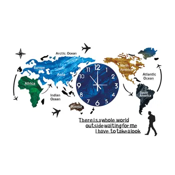 2021 Nova karta svijeta Zidni sat Glavna Spavaća soba Zidni sat Individualnost Zidni satovi retro dekorativne umjetnosti Horloge dekor dnevni boravak