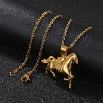 Дропшиппинг Modne Ogrlice sa životinjama Darove Zlata Od Nehrđajućeg Čelika Konj Privjesak Nakit za žene Dječaka, djevojaka