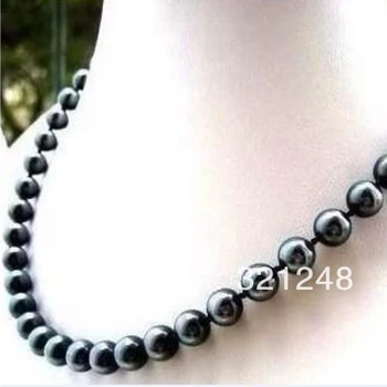 Moda 8 mm prirodni crni biseri u obliku školjke južnog mora okrugle perle diy ogrlice za žene elegantan nakit 18 inča GE1018