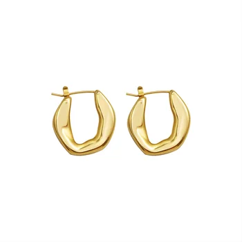 Geometrijski Naušnice-prstenovi od nehrđajućeg čelika, Zlatne nepravilnog dizajnerske pokloni za žene, Luksuzni nakit, Pribor, Nakit