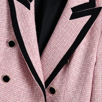 Ženske blazers s текстурированными двубортными džepovima Jakne u engleskom stilu odjeća Vintage dugi rukav Ženski лоскутный top jesen