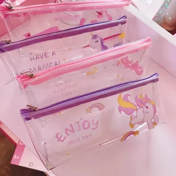 Kawai Slatka Pink Flamingo Jednorog Panther PVC kutija za olovke Za pohranu Organizator Torbe za olovke Torba za olovke Školski pribor Tiskanice
