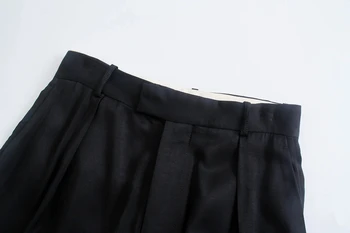 Za Za žene 2021 Jesen zima crne široke hlače Jednostavan stil Sportske hlače Moderan uredski besplatne ulične Berba svakodnevne hlače TRF