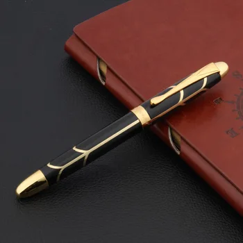 Luksuzna crna metalik nova zlatna olovka-roller Školskog Pribora za pisanje