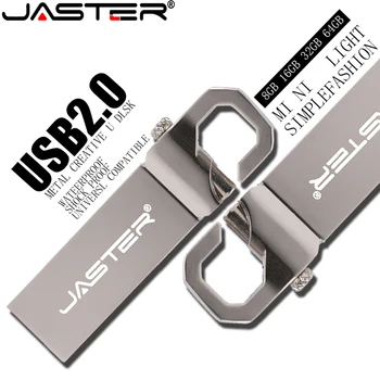 JASTER USB flash drive Metalni carabiner model kartice Silver flash drive Silver custom logo, flash drive 32 GB, 64 GB Poslovni poklon