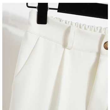 Ženski luksuzni modni ured za odijevanje Ravne široke hlače s visokim strukom Ženske prevelike hlače Korejski bijele hlače Mujer Mom Occupatio