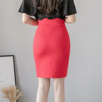 Plus Size Ljetnim seksi crne suknje, Ženske 2021 Funky elegantna suknja s visokim strukom Crvena Korejski Ured za odijevanje облегающая olovka suknje