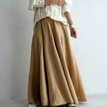 Trapezoidni-link je jednostavna Svakodnevnica ženska suknja Jesensko-zimska Novi Moderan japanski linija Jednostavne velike suknje s elastičan struk, modni