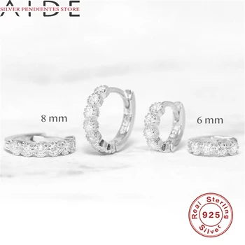 Pomoćnik 6/8 mm Naušnice-prsten od 925 sterling srebra Za žene Oorbellen Mali kristali CZ Naušnice za djevojčice Fin nakit Pendientes Plata